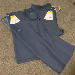 Figs scrubs set heathered blue denim